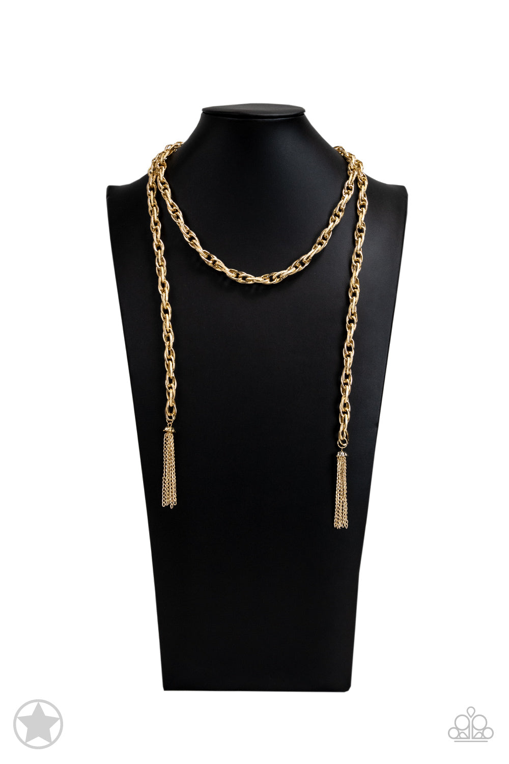 Scarfed for Attention Gold Necklace-Necklaces-Lavon's Trinkets-Lavon&#39;s Trinkets, jewelry, paparazzi, paparazzi accessories, MLM, lead and nickel free, sale, five dollar, $5, zi collection