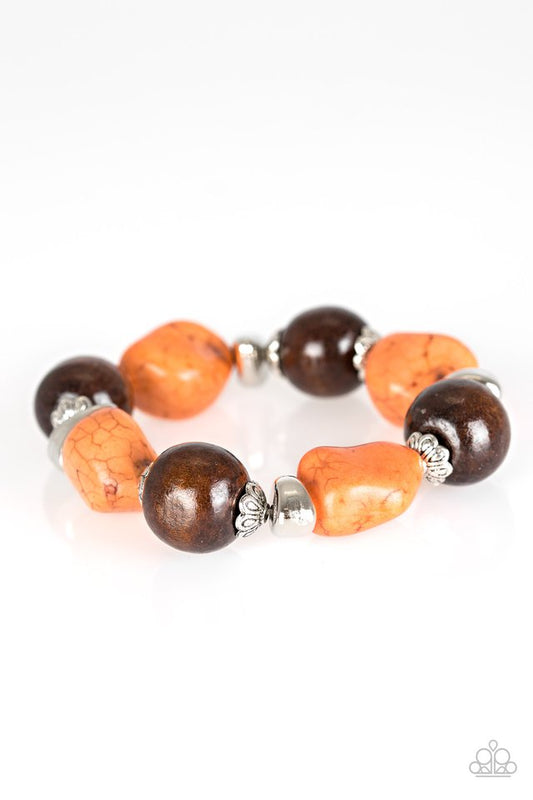 Gorgeously Grounded - Orange Bracelet-Bracelets-Lavon's Trinkets-Lavon&#39;s Trinkets, jewelry, paparazzi, paparazzi accessories, MLM, lead and nickel free, sale, five dollar, $5, zi collection