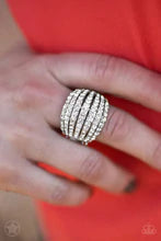 Blinding Brilliance White Ring-Rings-Lavon's Trinkets-Lavon&#39;s Trinkets, jewelry, paparazzi, paparazzi accessories, MLM, lead and nickel free, sale, five dollar, $5, zi collection