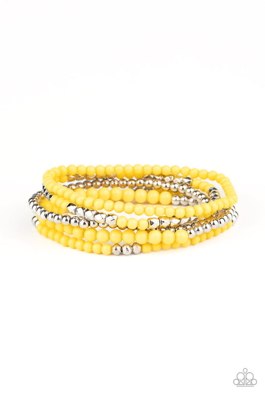 Stacked Showcase -Yellow Bracelet-Bracelets-Lavon's Trinkets-Lavon&#39;s Trinkets, jewelry, paparazzi, paparazzi accessories, MLM, lead and nickel free, sale, five dollar, $5, zi collection