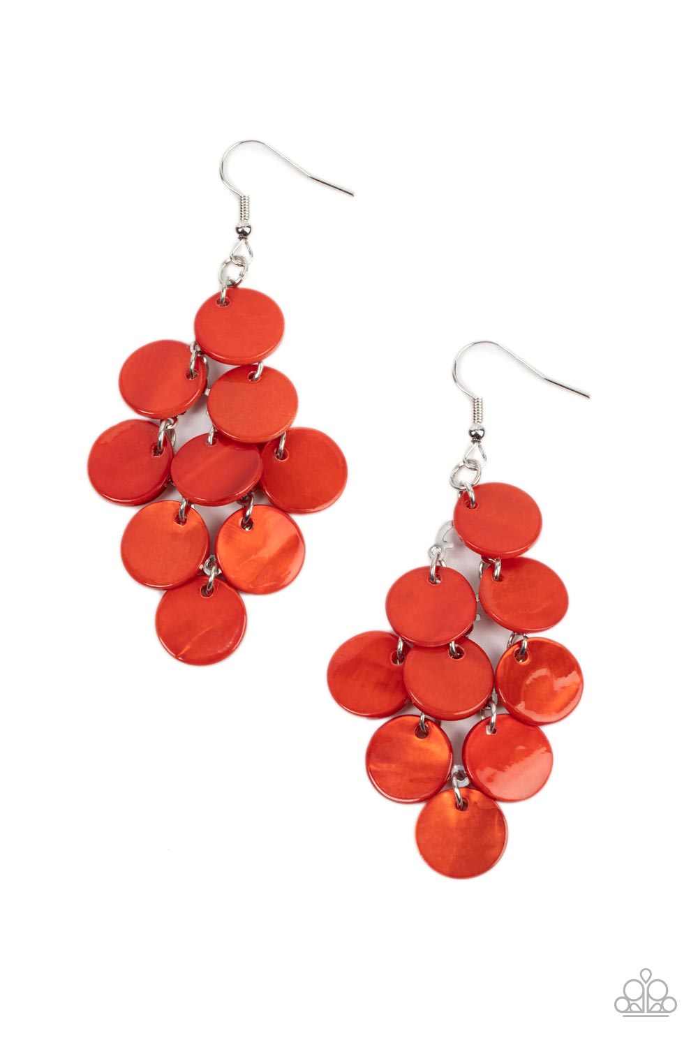 Tropical Tryst - Orange Earrings-Earrings-Lavon's Trinkets-Lavon&#39;s Trinkets, jewelry, paparazzi, paparazzi accessories, MLM, lead and nickel free, sale, five dollar, $5, zi collection