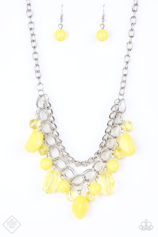 Brazilian Bay - Yellow Necklace-Necklaces-Lavon's Trinkets-Lavon&#39;s Trinkets, jewelry, paparazzi, paparazzi accessories, MLM, lead and nickel free, sale, five dollar, $5, zi collection