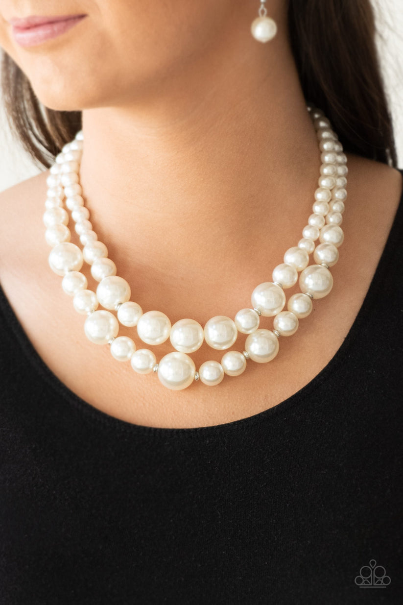 The More The Modest - White Necklace-Necklaces-Lavon's Trinkets-Lavon&#39;s Trinkets, jewelry, paparazzi, paparazzi accessories, MLM, lead and nickel free, sale, five dollar, $5, zi collection