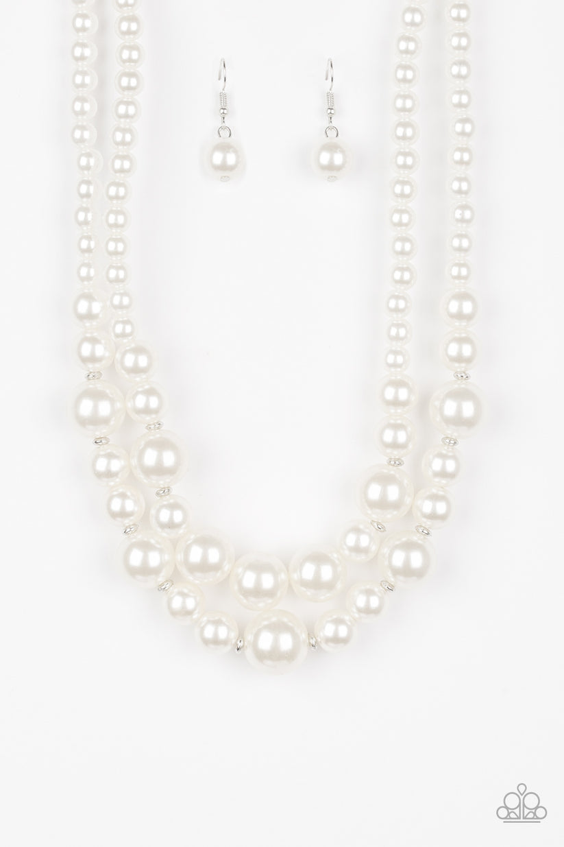 The More The Modest - White Necklace-Necklaces-Lavon's Trinkets-Lavon&#39;s Trinkets, jewelry, paparazzi, paparazzi accessories, MLM, lead and nickel free, sale, five dollar, $5, zi collection