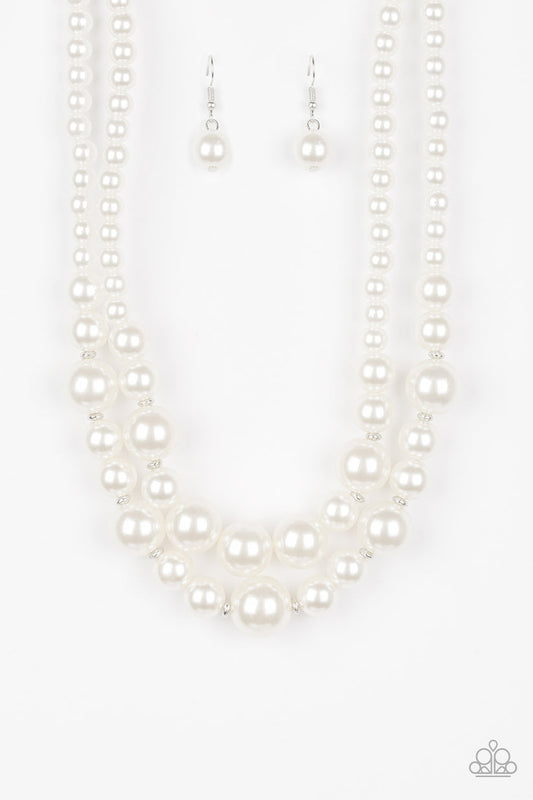 The More The Modest - White Necklace-Necklaces-Lavon's Trinkets-Lavon&#39;s Trinkets, jewelry, paparazzi, paparazzi accessories, MLM, lead and nickel free, sale, five dollar, $5, zi collection