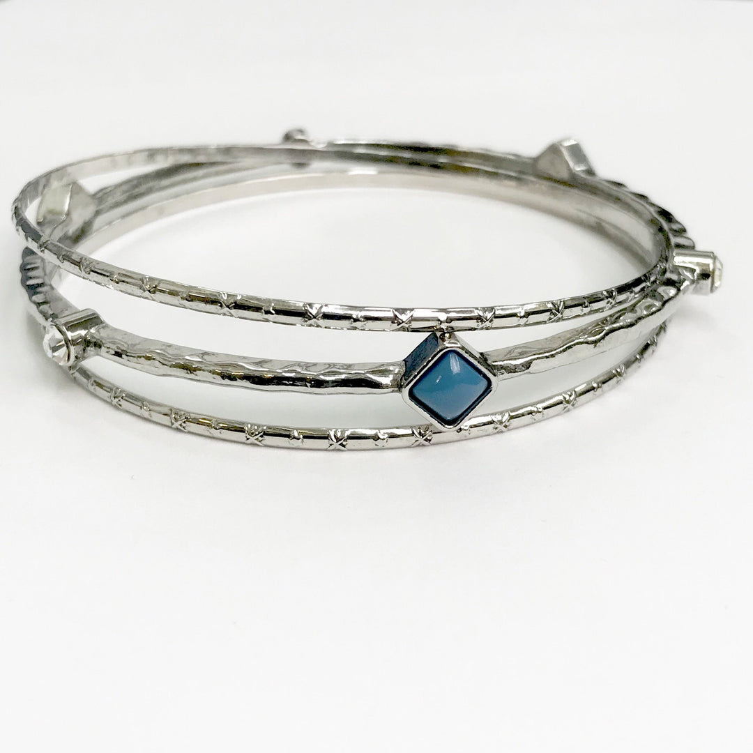 Sunset Fusion - Blue Bracelet/ Bangles-Bracelets-Lavon's Trinkets-Lavon&#39;s Trinkets, jewelry, paparazzi, paparazzi accessories, MLM, lead and nickel free, sale, five dollar, $5, zi collection